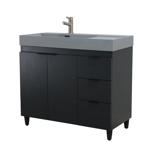 39 in. Single Sink Vanity in Dark Gray with Dark Gray Composite Granite Sink Top