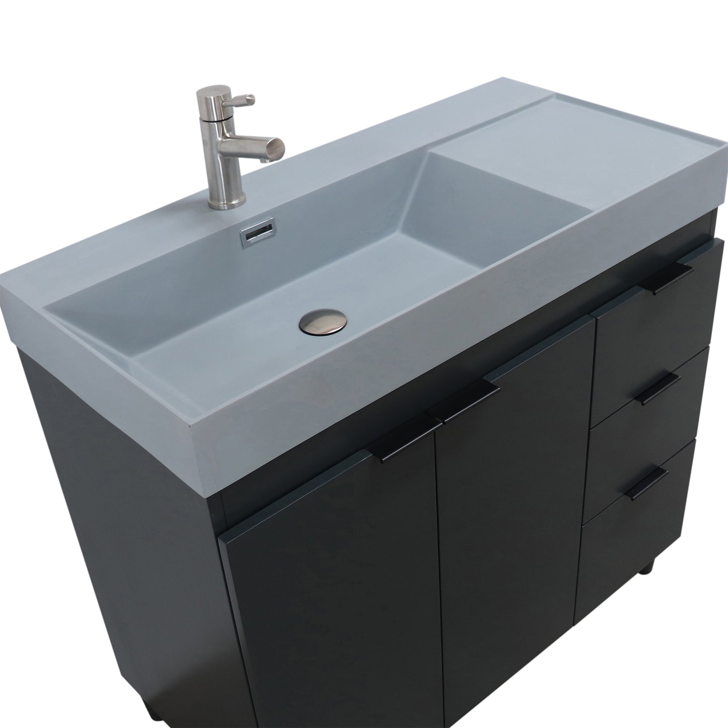 39 in. Single Sink Vanity in Dark Gray with Dark Gray Composite Granite Sink Top