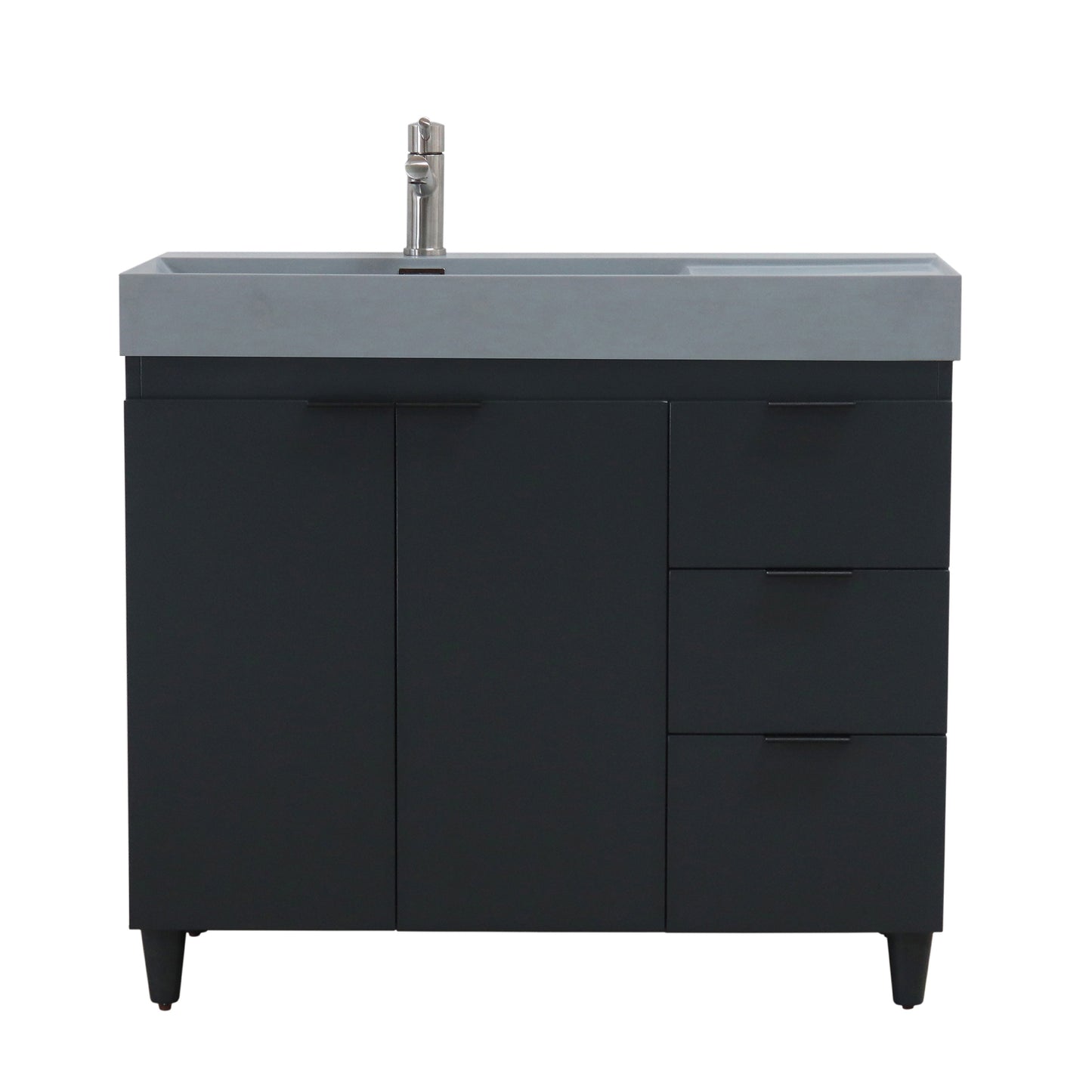 39 in. Single Sink Vanity in Dark Gray with Dark Gray Composite Granite Sink Top