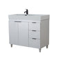 39 in. Single Sink Vanity in French Gray with Light Gray Composite Granite Sink Top