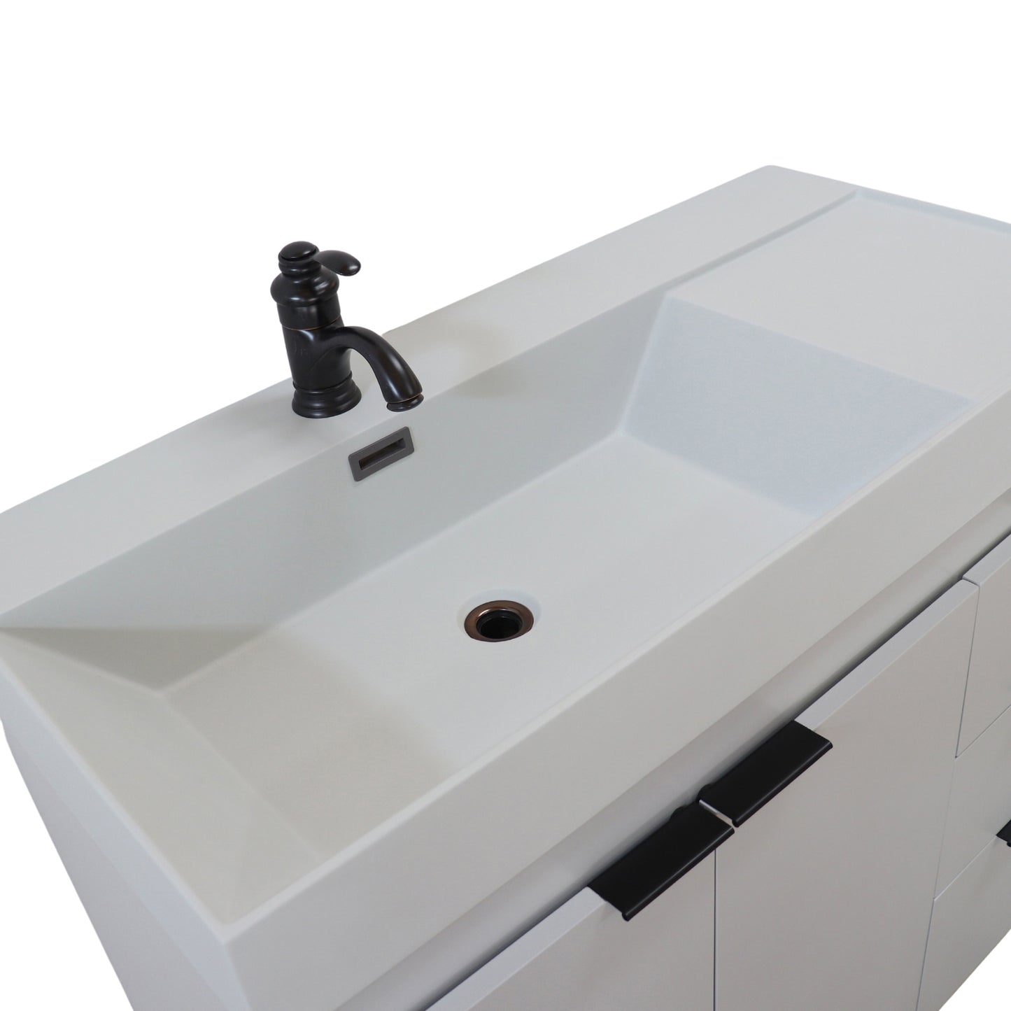 39 in. Single Sink Vanity in French Gray with Light Gray Composite Granite Sink Top