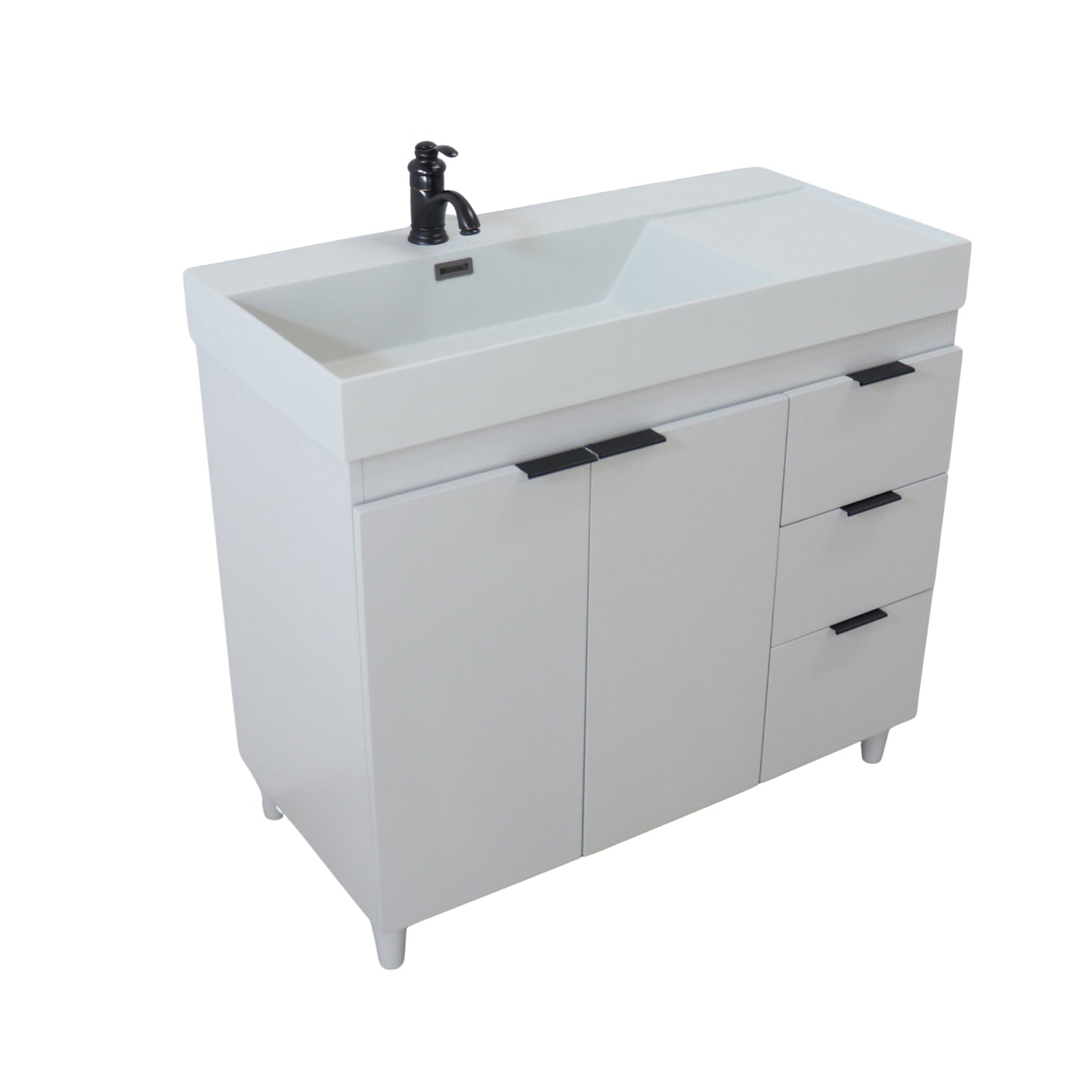 39 in. Single Sink Vanity in French Gray with Light Gray Composite Granite Sink Top