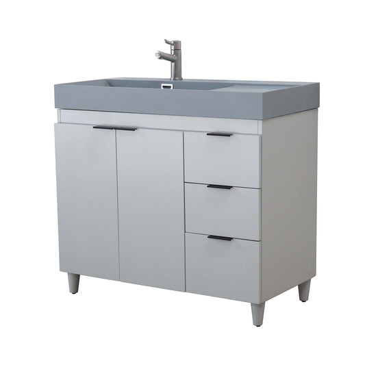 39 in. Single Sink Vanity in French Gray with Dark Gray Composite Granite Sink Top