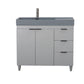 39 in. Single Sink Vanity in French Gray with Dark Gray Composite Granite Sink Top