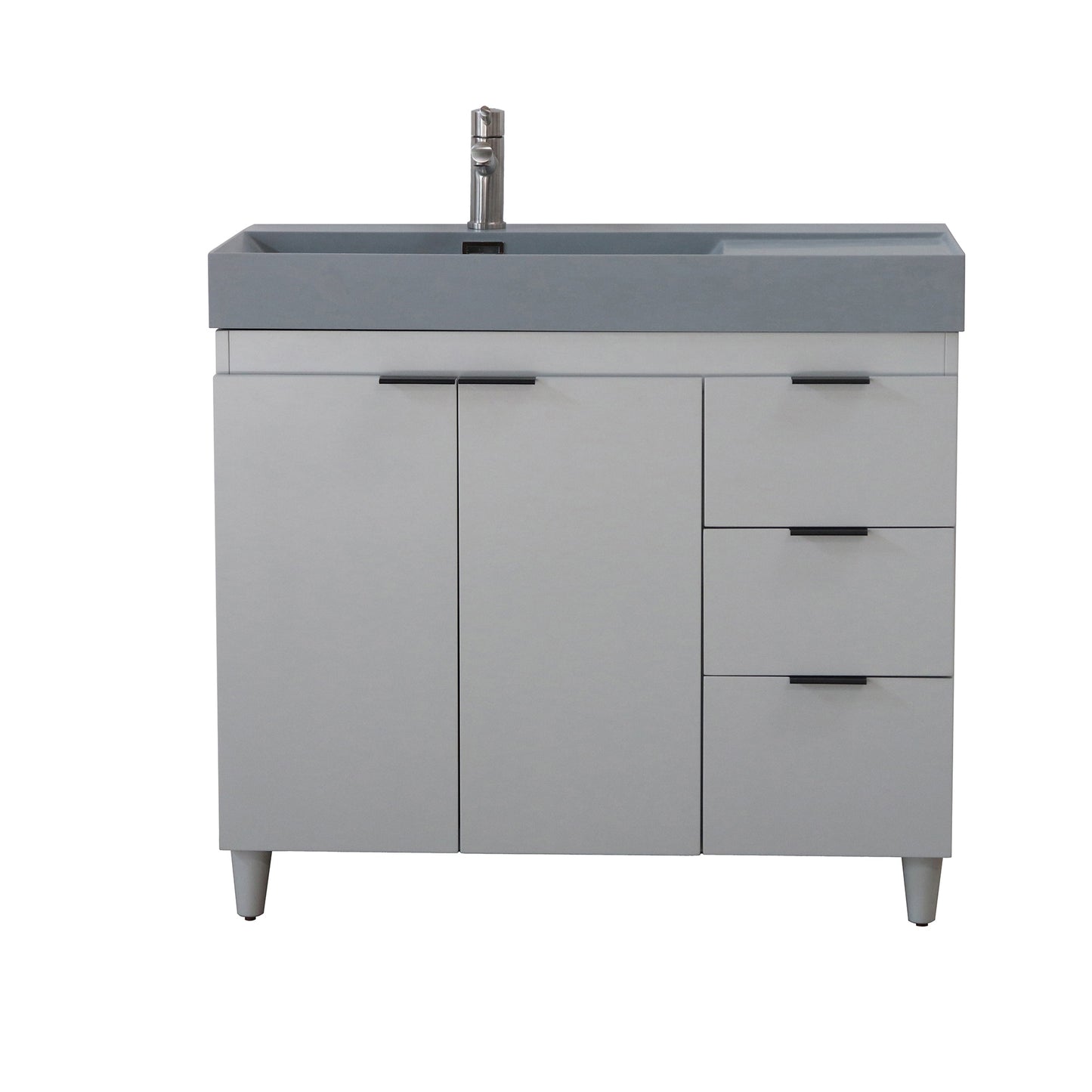 39 in. Single Sink Vanity in French Gray with Dark Gray Composite Granite Sink Top