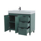 39 in. Single Sink Vanity in Hunter Green with Light Gray Composite Granite Top