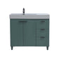 39 in. Single Sink Vanity in Hunter Green with Light Gray Composite Granite Top