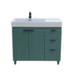 39 in. Single Sink Vanity in Hunter Green with Light Gray Composite Granite Top