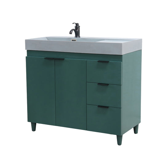 39 in. Single Sink Vanity in Hunter Green with Dark Gray Composite Granite Top