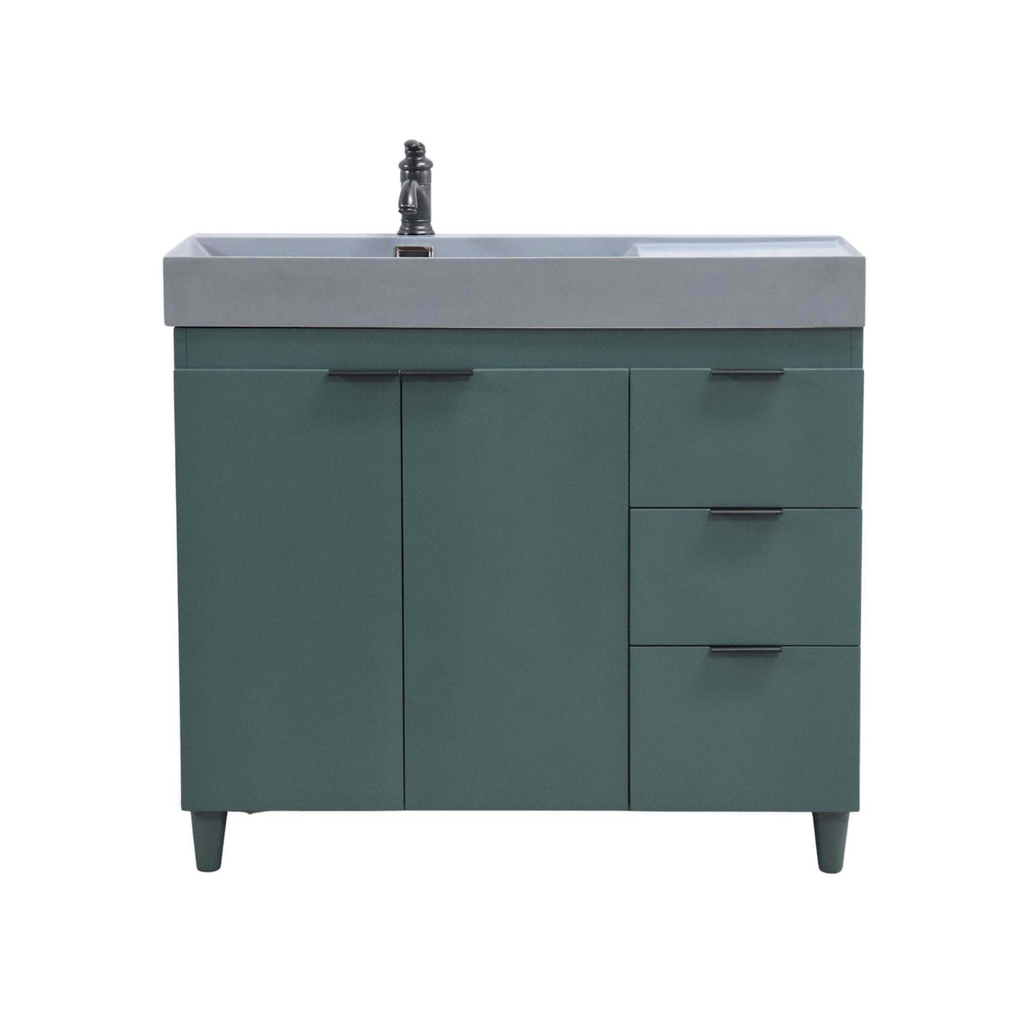 39 in. Single Sink Vanity in Hunter Green with Dark Gray Composite Granite Top