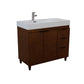 39 in. Single Sink Vanity in Walnut with Light Gray Composite Granite Top