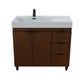 39 in. Single Sink Vanity in Walnut with Light Gray Composite Granite Top