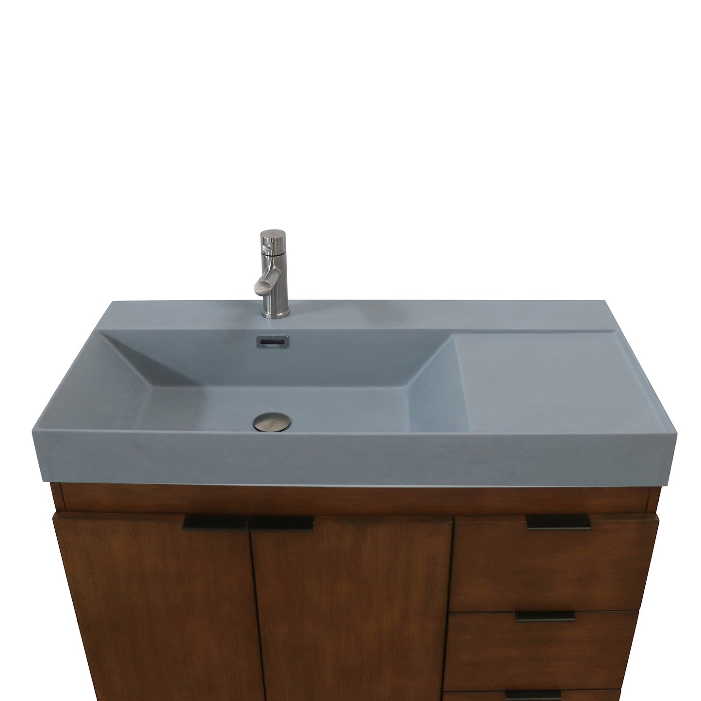 39 in. Single Sink Vanity in Walnut with Dark Gray Composite Granite Top