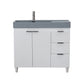 39 in. Single Sink Vanity in White with Dark Gray Composite Granite Top