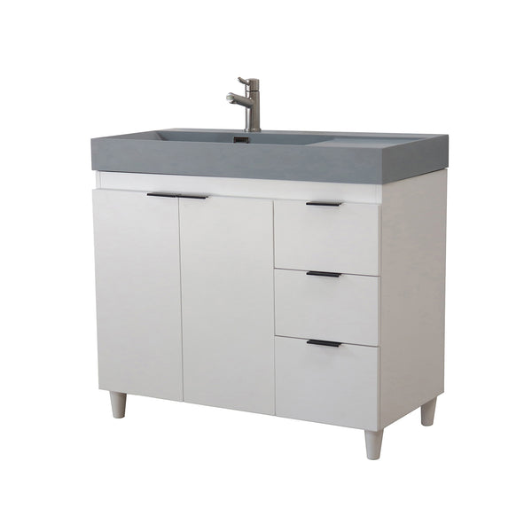 39 in. Single Sink Vanity in White with Dark Gray Composite Granite Top