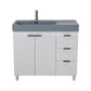 39 in. Single Sink Vanity in White with Dark Gray Composite Granite Top