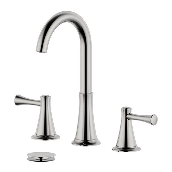 Kassel Double Handle Brushed Nickel Widespread Bathroom Faucet with Drain Assembly with Overflow
