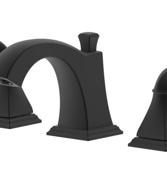 Kaden Double Handle Matte Black Widespread Bathroom Faucet with Drain Assembly with Overflow