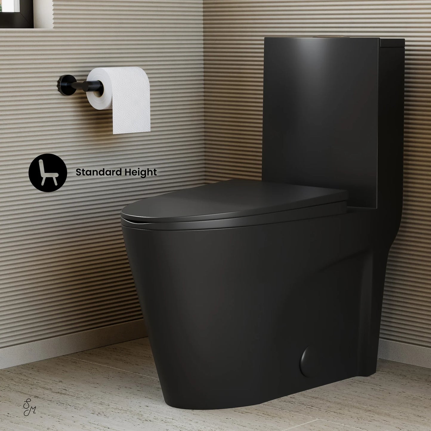 St. Tropez One-Piece Elongated Toilet Vortex Dual-Flush 1.1/1.6 gpf Matte Black