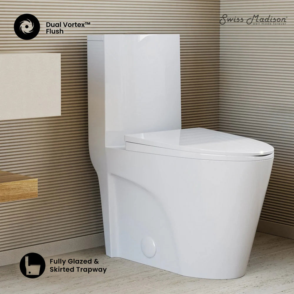 St. Tropez One-Piece Elongated Toilet Vortex Dual-Flush 1.1/1.6 gpf Matte White