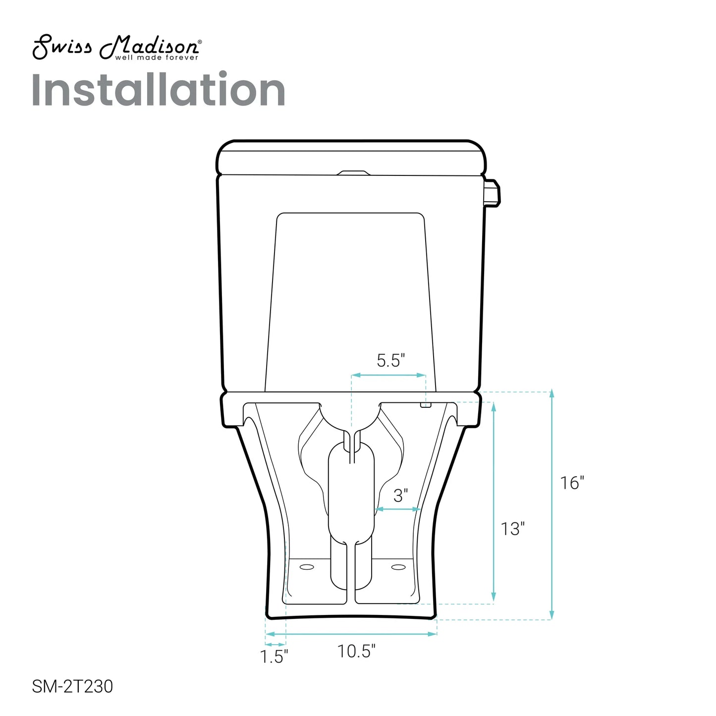 Cache Two-Piece Elongated Toilet Left Side Flush Handle Toilet 1.28 gpf