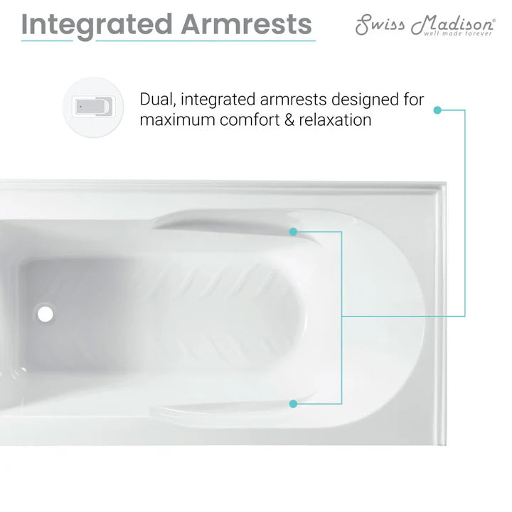 Concorde 60" x 32" Acrylic Glossy White, Alcove, Integral, Left-Hand Drain, Apron Bathtub