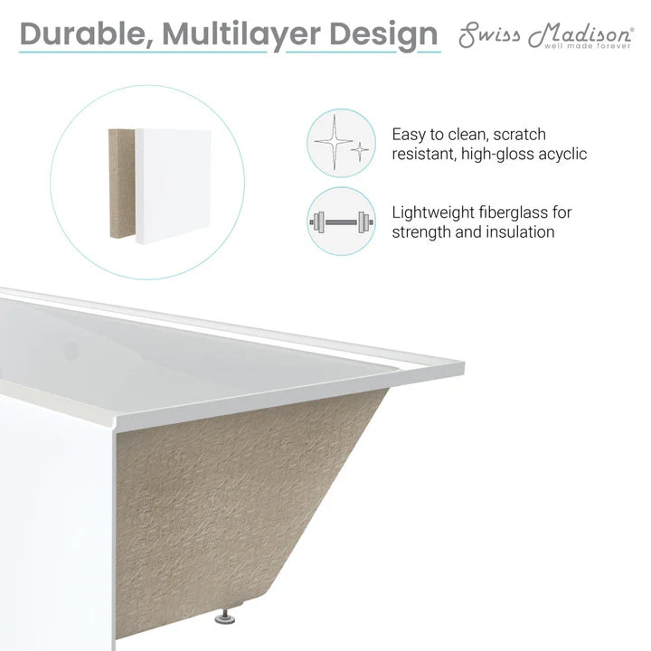 Voltaire 60" x 30" Left-Hand Drain Alcove Bathtub with Apron