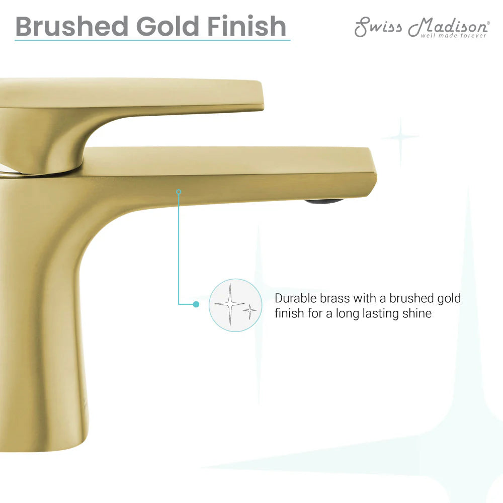 Monaco Single Hole, Single-Handle, Bathroom Faucet in Brushed Gold