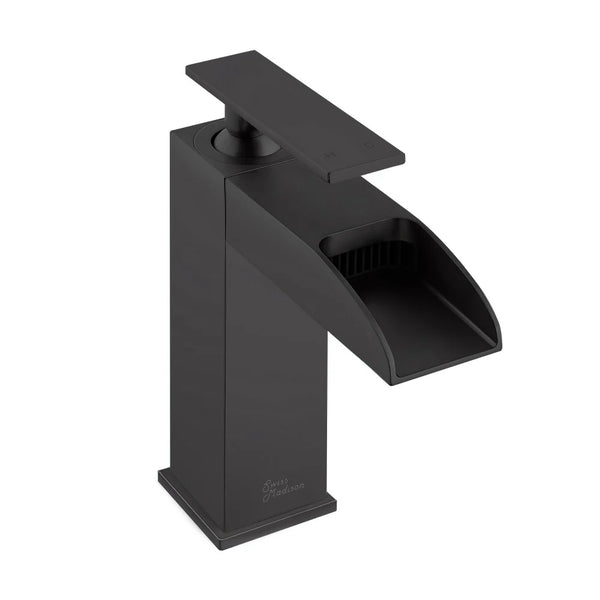 Concorde Single Hole, Single-Handle, Waterfall Bathroom Faucet in Matte Black