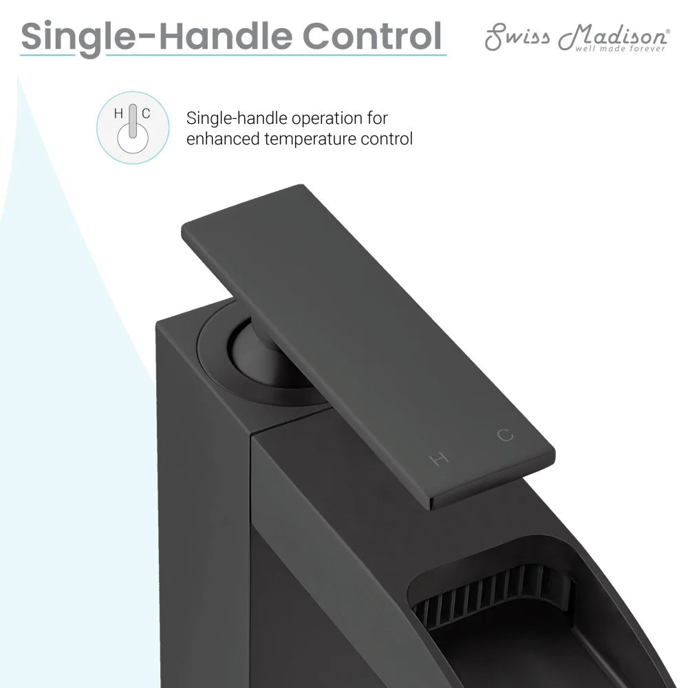 Concorde Single Hole, Single-Handle, Waterfall Bathroom Faucet in Matte Black