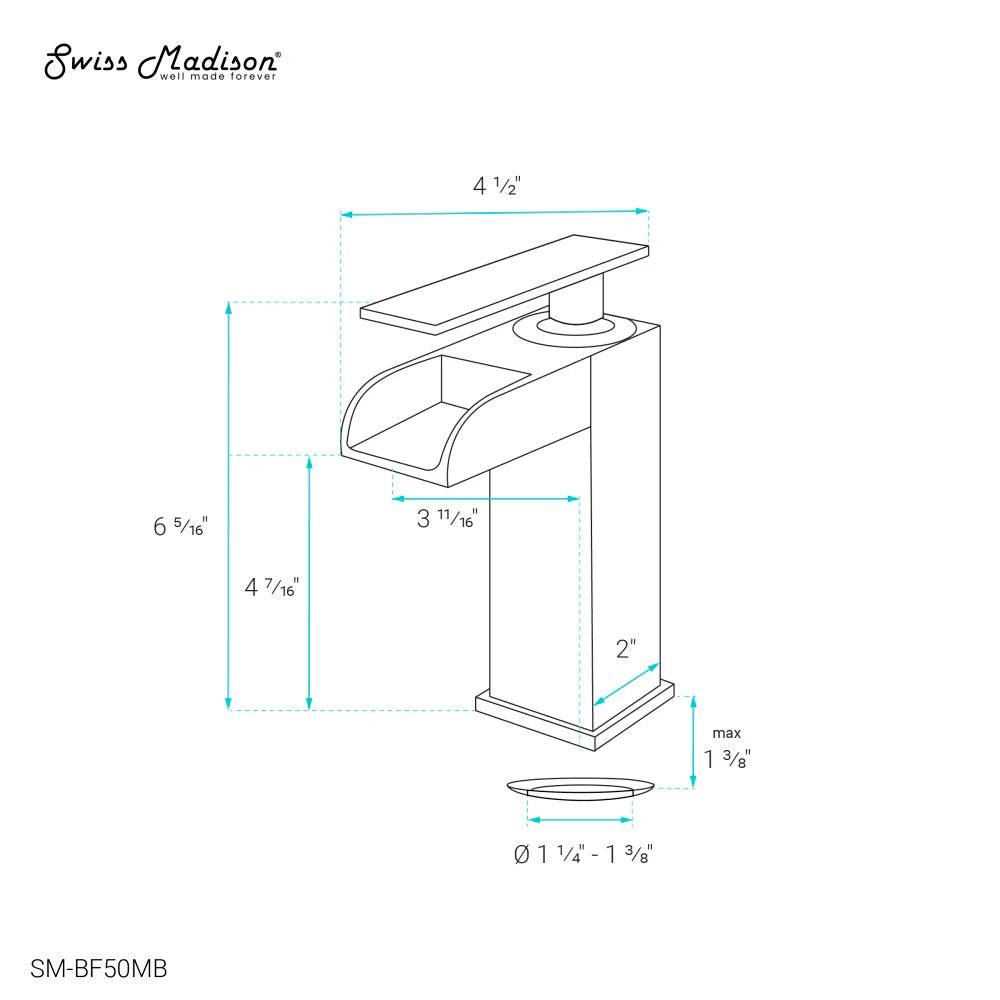 Concorde Single Hole, Single-Handle, Waterfall Bathroom Faucet in Chrome