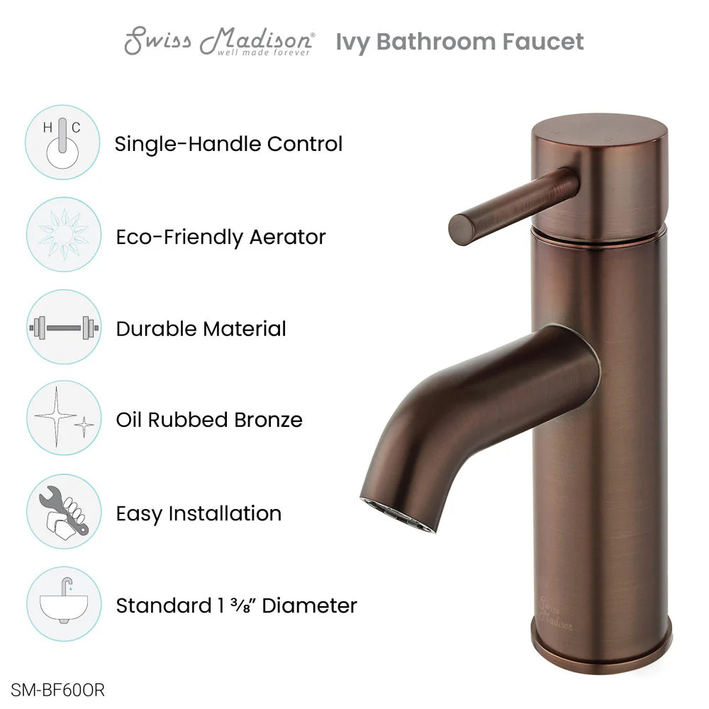 Ivy Single Hole, Single-Handle, Bathroom Faucet in Oil Rubbed Bronze