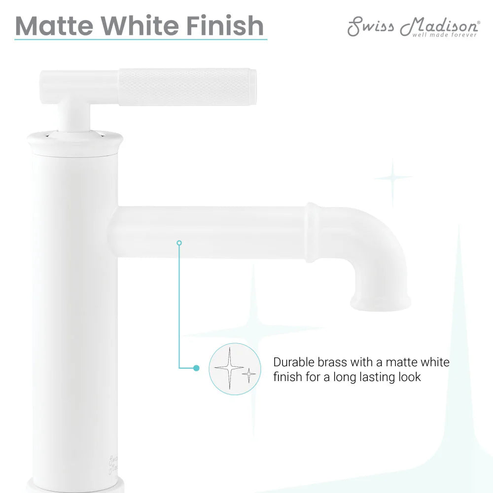 Avallon Single Hole, Single-Handle Sleek, Bathroom Faucet in Matte White