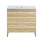 Cascade 36" Natural oak Bath Vanity With White Ceramic Sink Top