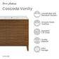 Cascade 36" Brown oak Bath Vanity With White Ceramic Sink Top