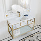 Pierre 36 Single, Open Shelf, Gold Metal Frame Bathroom Vanity