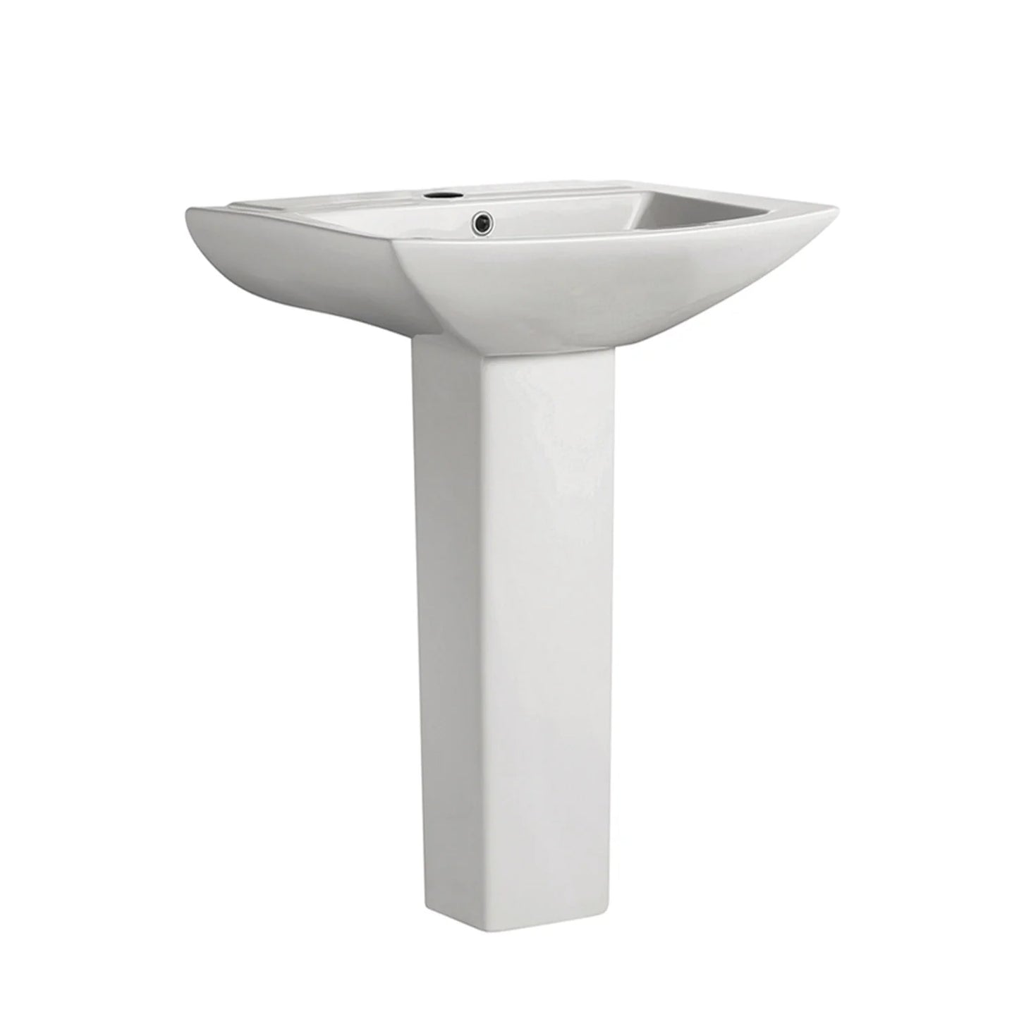 Sublime Two-Piece Glossy White Ceramic Rectangular Pedestal Sink