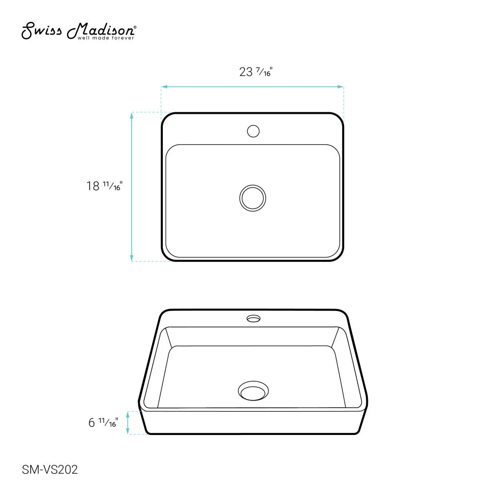 Carre Large Rectangle Vessel Sink