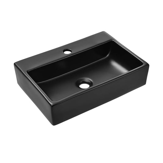 Claire 20 Rectangle Ceramic Vessel Sink, Matte Black