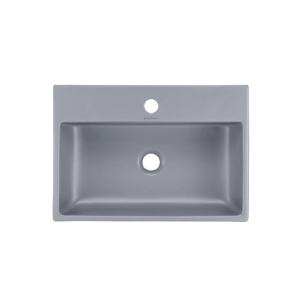 Claire 20" Rectangle Ceramic Vessel Sink in Matte Grey