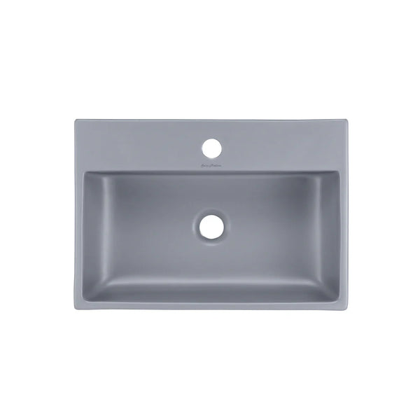 Claire 20 Rectangle Ceramic Vessel Sink in Matte Grey