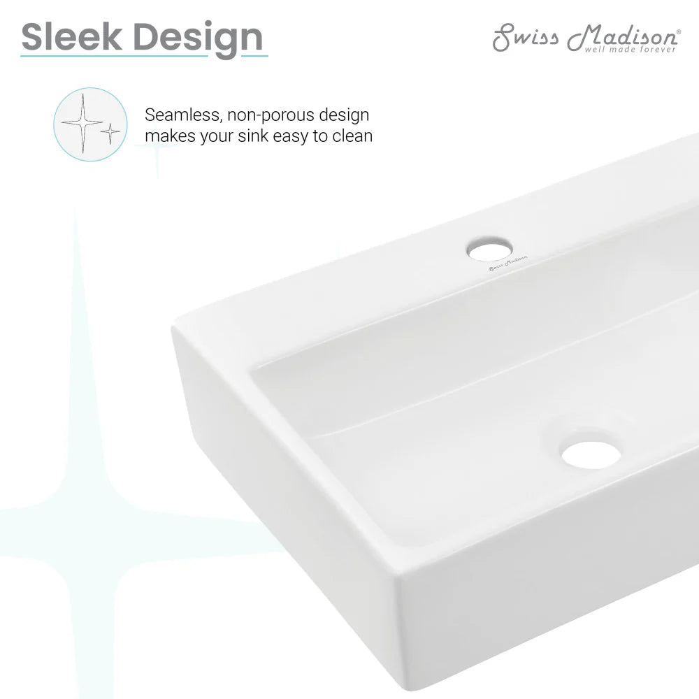 Claire 20 Rectangle Ceramic Vessel Sink, Matte White