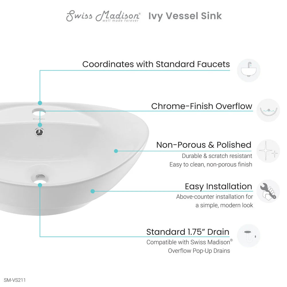 Ivy 23 Oval Ceramic Vessel Sink