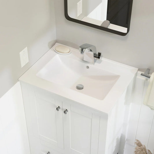 24" Ceramic Vanity Top with Single Faucet Hole