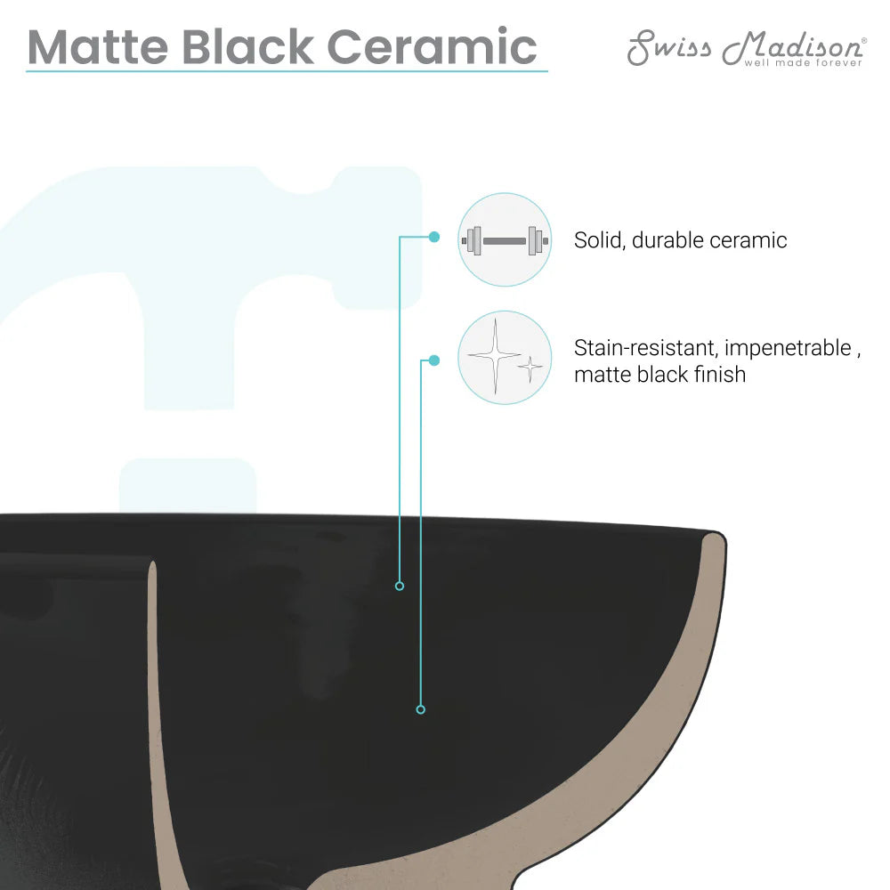 24" Ceramic Vanity Top with Single Faucet Hole in Matte Black