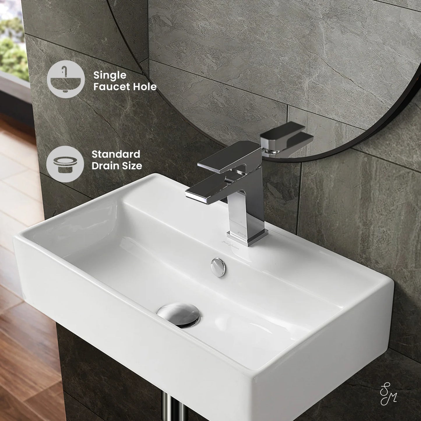 Claire 22" Rectangle Wall-Mount Bathroom Sink