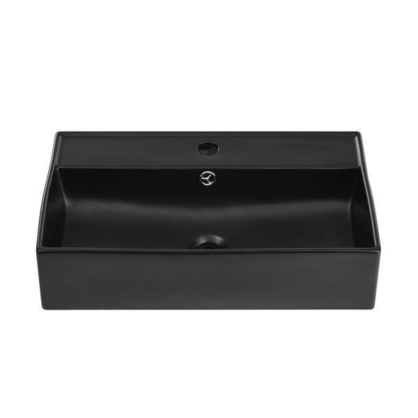 Claire 22 Rectangle Wall-Mount Bathroom Sink in Matte Black