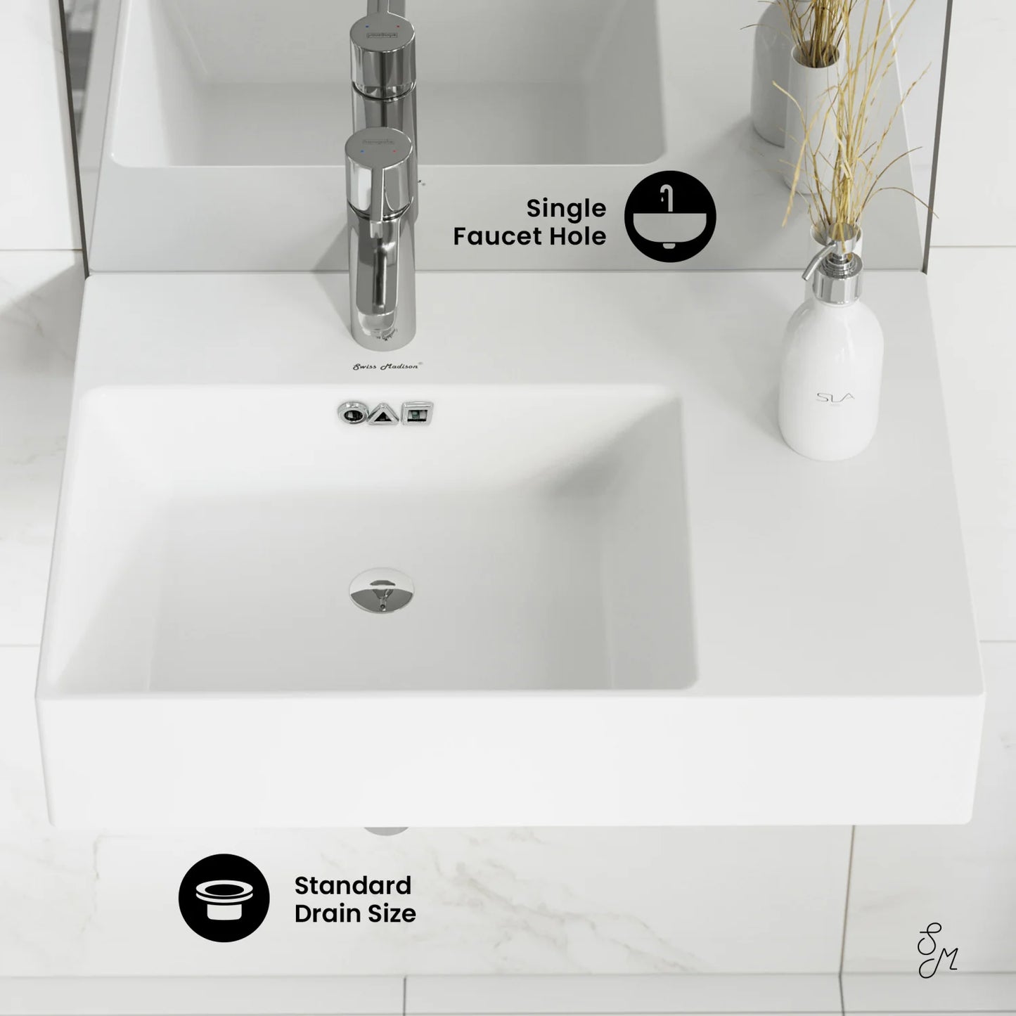 St. Tropez 24 x 18 Ceramic Wall Hung Sink with Left Side Faucet Mount