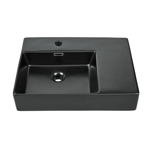 St. Tropez 24 x 18 Ceramic Wall Hung Sink with Left Side Faucet Mount, Matte Black