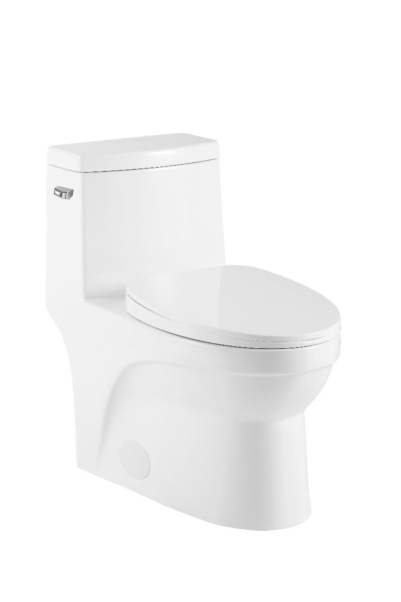 ADA COMPLIANT ONE PIECE OVAL TOILET WITH SOFT CLOSING SEAT AND SIDE FLUSH HEIGHT 27 4/5"